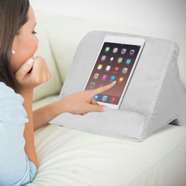 Multi Angle Blød Tablet Stand Pude Læseholder til Mobiltelefon Tablet Bog Grå