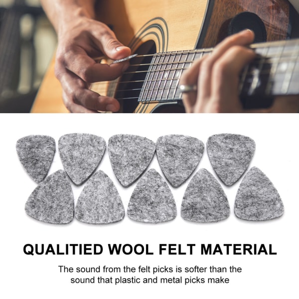 10 kpl korkealaatuisia villahuopahakuja 3 mm kitara-ukulelelle (harmaa)