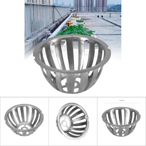 2 stk. rustfrit afløbsrist i rustfrit stål til tag og balkon (100 mm)
