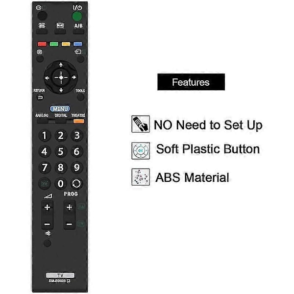 RM-ED009 Ersättningsfjärrkontroll kompatibel med Sony LCD Digital TV KDL-40T2800 KDL-40D2810 KDL-40T3000 KDL-40S3010 KDL-40S3000