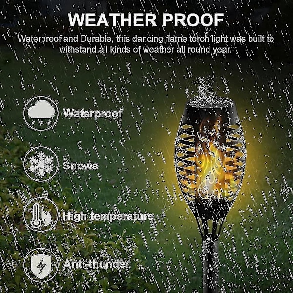 Vattentäta Solarflamljus, 12 LED Solfackellampor med Fladdrande Låga - 4-pack