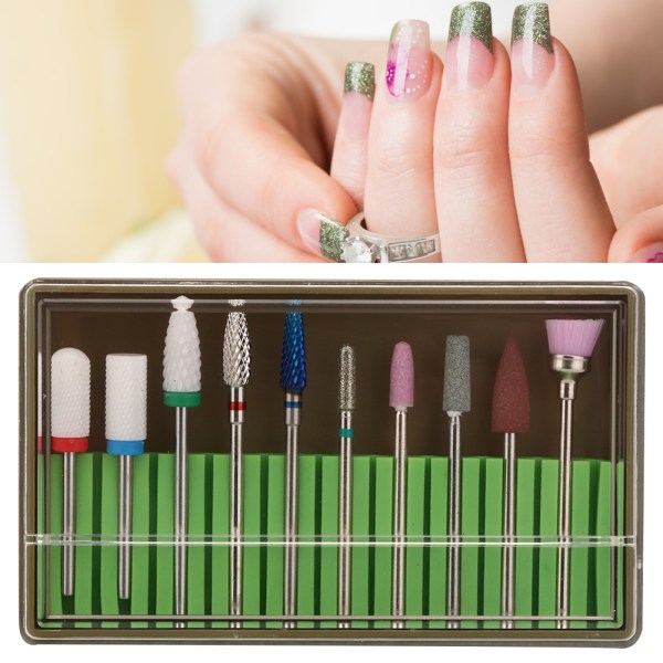 10 st Nagelborrsats Manikyr Pedikyr Nagelpoleringsmaskin Reservdelar TillbehörBH-06