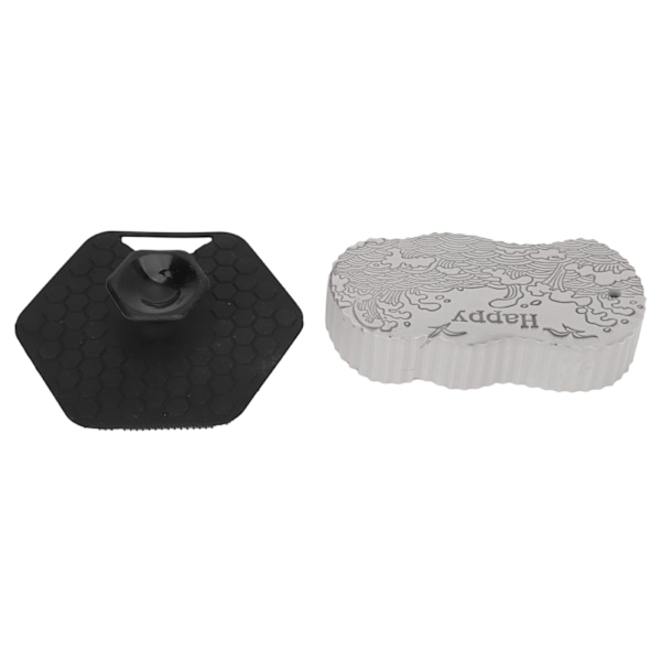 2 stk multifunksjonell kroppsskrubb polygon 3D rask rebound dusjbørste svart grå