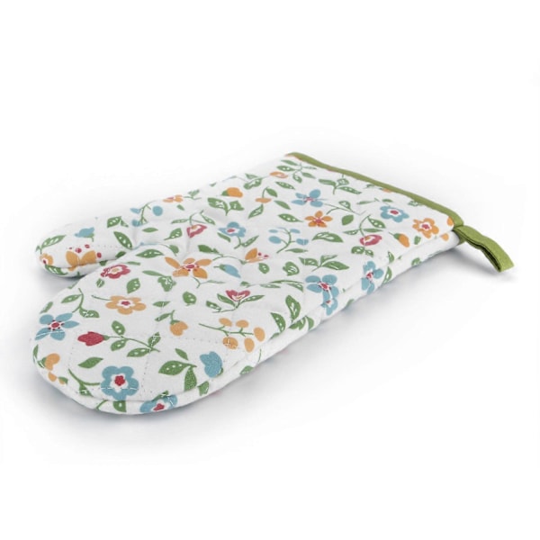 Lämmönkestävät uunikinnas keittiökäsineet patalappu uuniin lämpöä vastaan - Yksi pari - 28*18cm (Kukka vihreä)