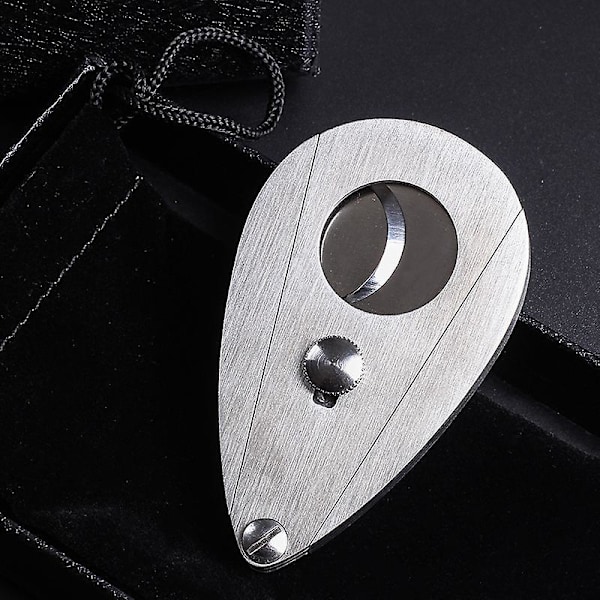 Fjederbelastet Dobbelt Guillotin Cigar Cutter Sølvfinish