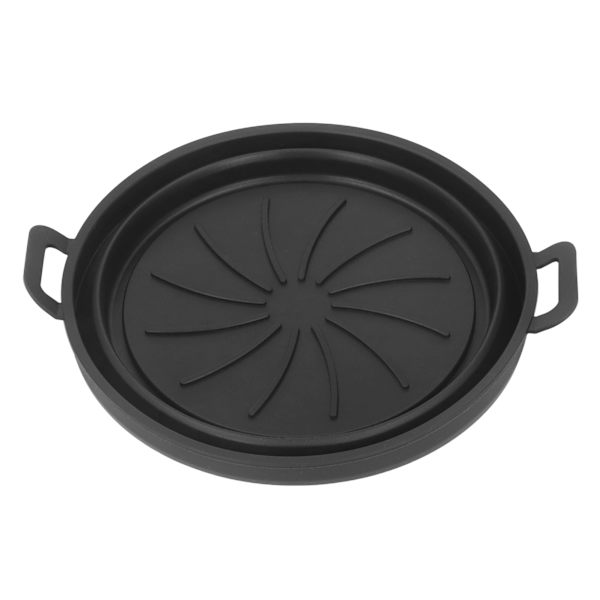 Foldbar Frituregryde Silikone Liner Fødevarekvalitet Høj Temperaturbestandig Rund Frituregryde Silikone Gryde Sort Diameter 19CM