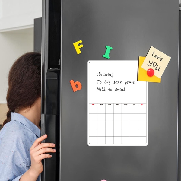 Magnetisk kylskåpskalender torr radera whiteboard planer magnetisk anteckningsblock för kylskåp