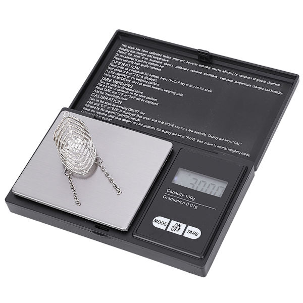 Mini Bärbar LED Digital Pocket Skala med hög precision Guld Silver Diamantsmycken (100g/0,01g)
