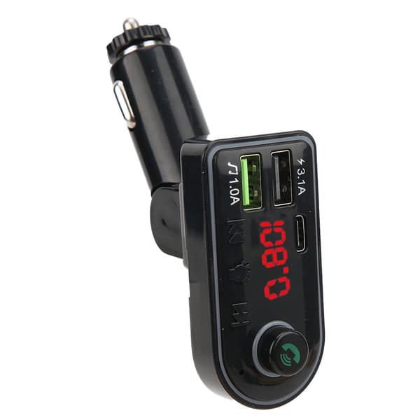 FM-sändare MP3 Bluetooth Version 5.0 Digital Display Interiör Färgglad Stämningsbelysning Handsfree-samtal