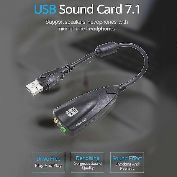USB Ulkoinen Äänikortti Välitöntä Äänen Toistoa Varten USB - 3.5mm Adapteri