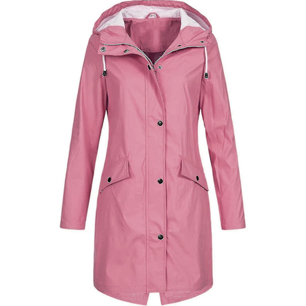 Snygg Plus Size Dam Vattentät Regnrocka M Rosa