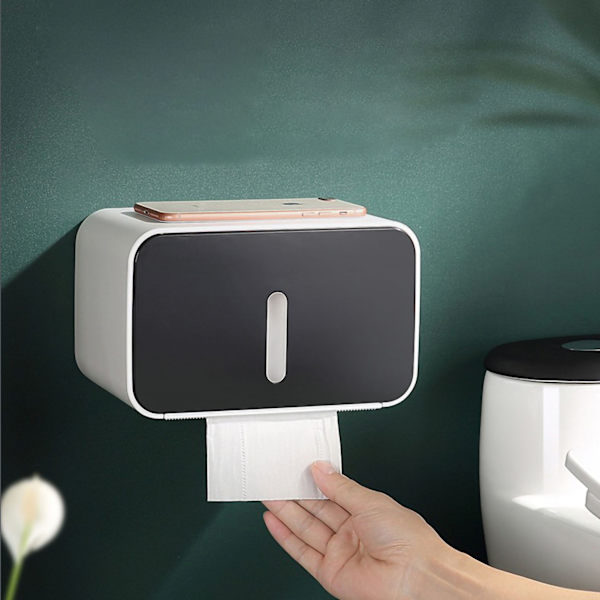 Vægmonteret toiletpapirholder PS ABS Vandtæt rullepapir Tissue opbevaringsboks Badeværelsestilbehør Sort