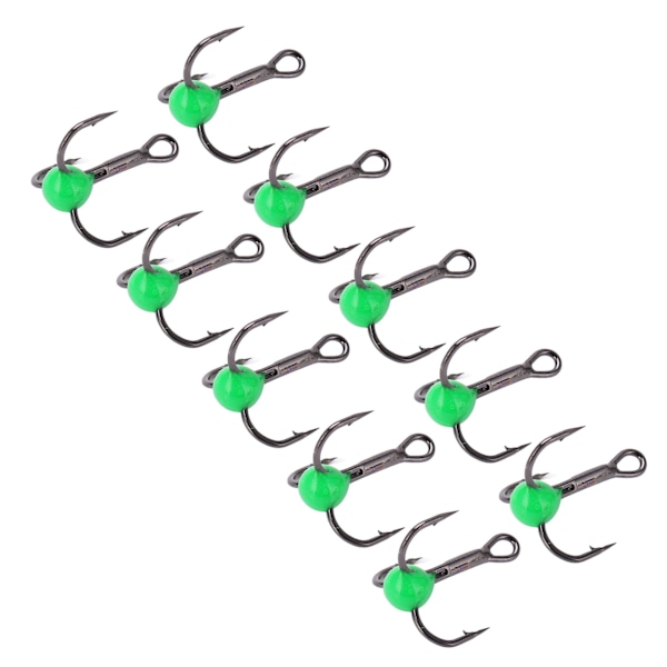 10 st/set fiskekrok trippelkrok i kolstål, korrosionsbeständig fiskedrag, färgad borrkrok, grön