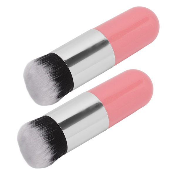 2 STK Foundation Brush Bedårende Buttet bærbar makeup børste Blødt Comestic Tool Pink Sølv