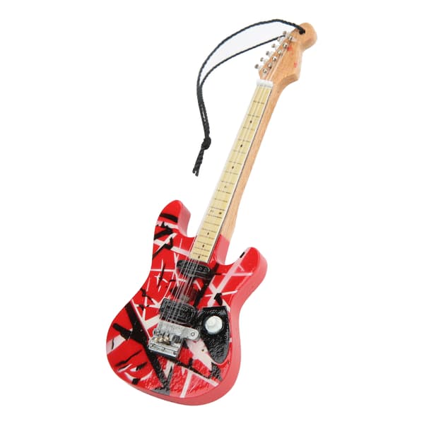 Gitarrmodell Fina Detaljer Rött Träkorn Lind Miniatyrgitarr för Vitrindekoration Present