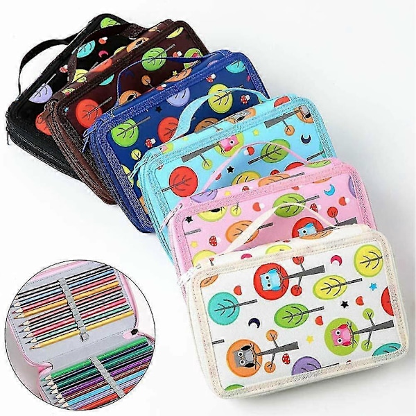 Pencil Case med 3 Rum, penalhus, poseboks Navy blå