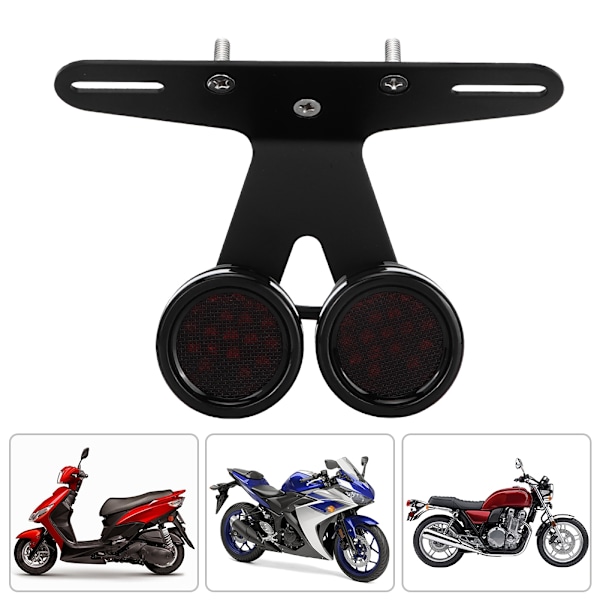 Universal Motorcykel Modifikation Sort 2 Hoved LED Brems Baglygte Hale Signal Lys Lampe