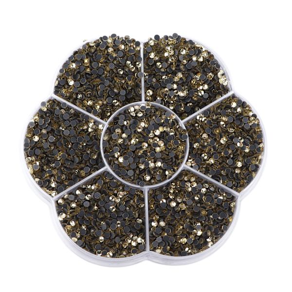 14400 stk. flade bagsiderhinestone, blændende farverige DIY robuste iriserende rhinestones runde perler til manicure makeup, lysegul