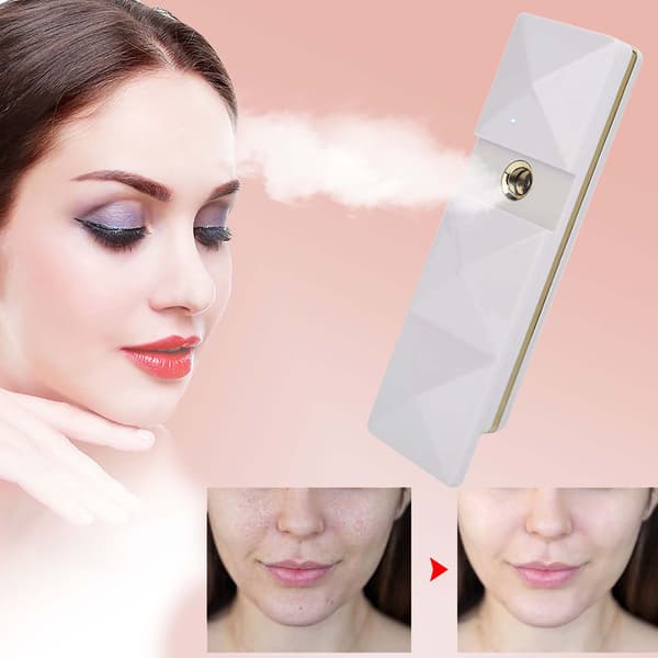 Bærbar USB Nano Handy Mist Spray Luftfukter Ansiktshydrering Atomiseringssprøyte Hvit