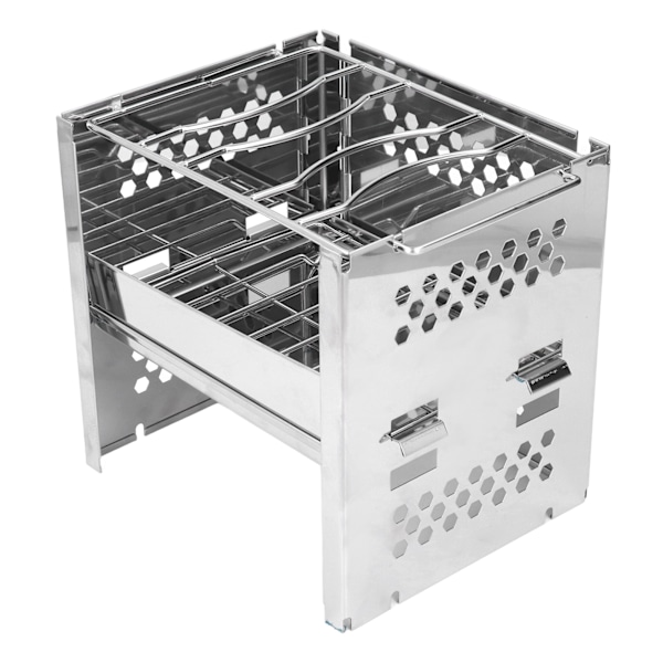 Gasskomfyr Foldbar Rustfritt Stål Kvadratisk BBQ Komfyr med Baffel for Camping Fotturer Ryggsekk