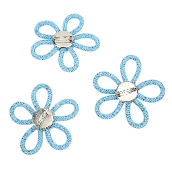 3 st brosch 6 cm breda färger söta söta blomsterskor brosch för väska smycken tillbehör för presentblå nätpärlspänne