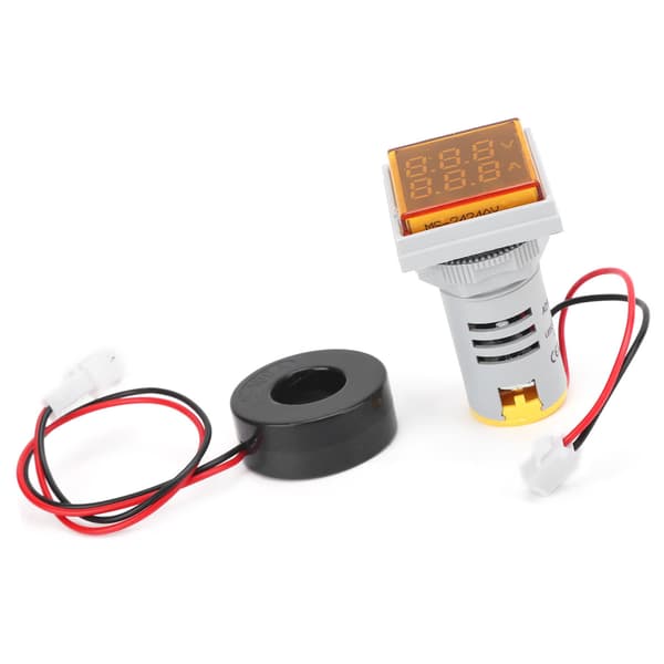 AD16‑22FVA 2-i-1 Voltmeter Amperemeter Spenningsstrømmåler Tester Måleindikator Gul