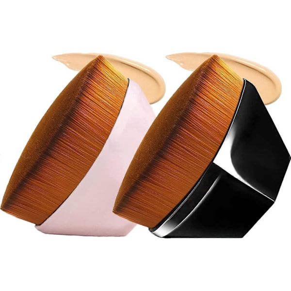 2-pak Foundationsmakeupbørster Flad Top Heksagonal Ansigt Blush Flydende Foundation Børste til Udtoning