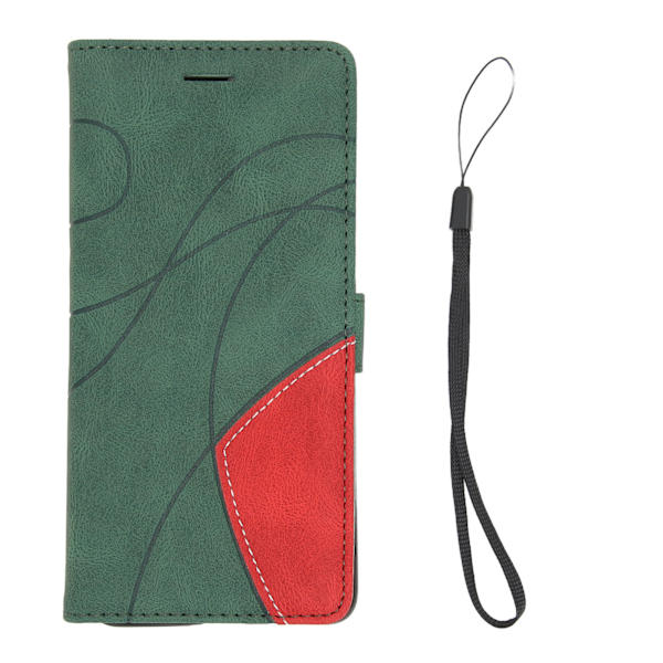 PU-läder Flip Wallet Telefonfodral 2 Färger Spliced Stötsäker Telefon Skyddande Fodral Cover för Samsung S21 Ultra Grön