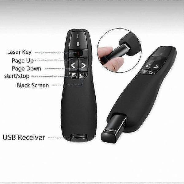 Wireless USB Presenter with Red Laser Pointer for PowerPoint Remote Control and Handheld Presentation Tool