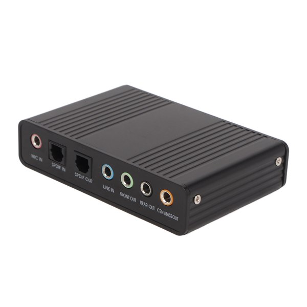 USB Sound Card 6 Channel 48kHz Sampling Rate Analog Play Recording External Sound Card for PC Laptop Computer Black