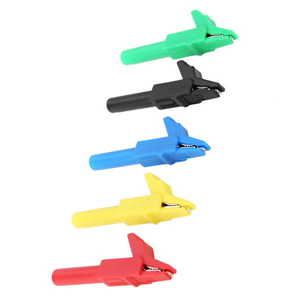 P2007 5 st helt isolerade plugg i krokodilklämmor 15A/300V för 4 mm bananplugg