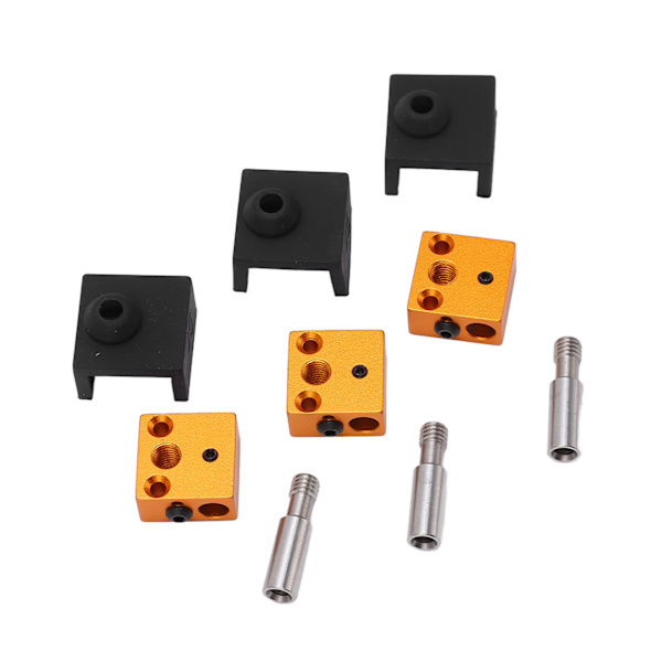 3 set 3D-skrivardelar silikonstrumpa aluminium värmeblock rostfritt stål hals för MK7 MK8
