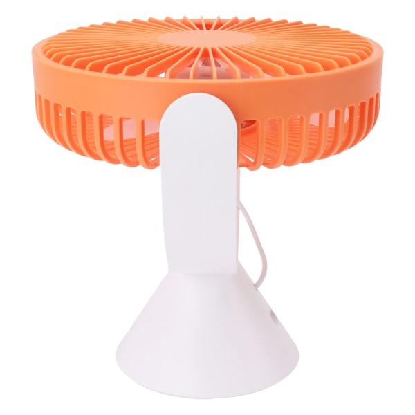 3 hastigheds bordventilator til bordplade, hængende stativ, dobbelt brug, USB, 360° rotation, campingtelt, loftsventilator, 1500 mAh, orange