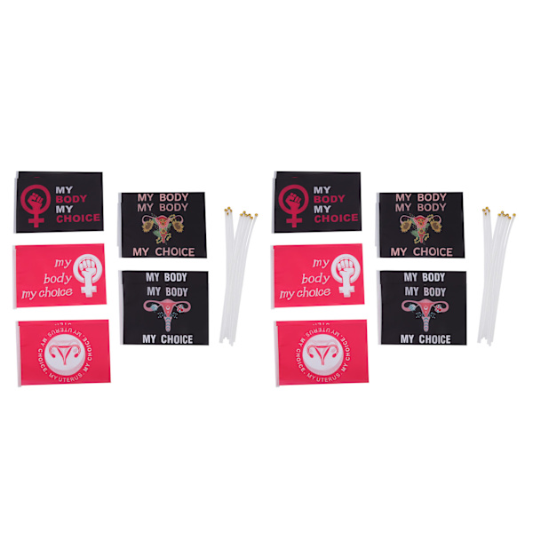 10-pack kvinnors rättigheter protestflagga set polyester trädgårdsdekoration flagga med flaggstänger för gårdar typ B