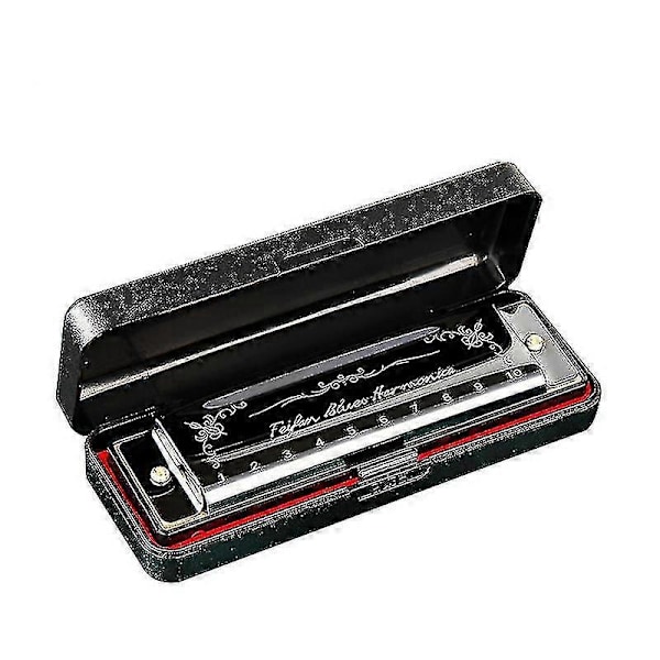 10-reikäinen 20 Harmonica Blues Deluxe Harmonica Aloittelija C Harmonica - Musta - Osta Nyt