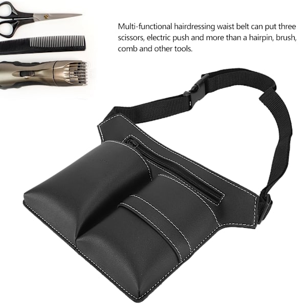 Frisör Barber Saxklämmor Frisör Holster Väska Hållare Väska PU Läder(Svart)