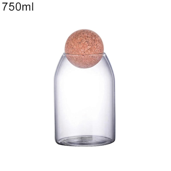 Förvaringsflaska Anti-deform Tålig Vattentät Korkpropp Böna Socker Glasburk För Kaffe Zekai 750ML