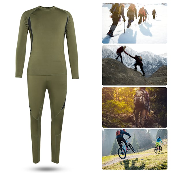 Utomhussport Long Johns Thermal Wear Underkläder Topp och byxor 2-delad Set Snabbtorkande Närpassning(XXL)