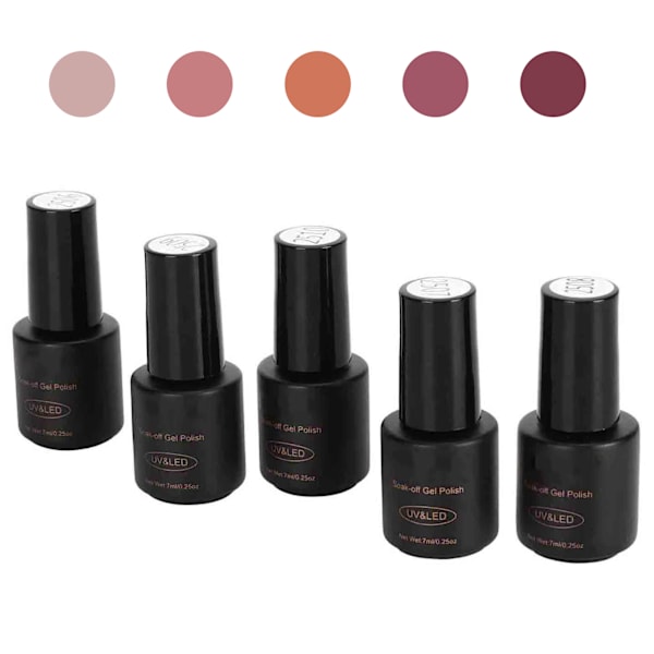 ROSALIND Profesjonell neglelakk UV-gellakk Soak Off Gel Polish Manikyrverktøy 5 stk x 7 ml