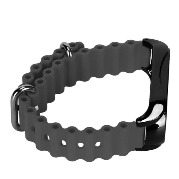 Silikone Urrem med Beskyttende Stødfanger i Rustfrit Stål, Tilbehør Passer til Mi Band 7 Sort