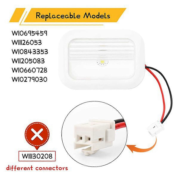 2 stk. W10695459 W10843353 for kjøleskap LED-lysmodulkomponent