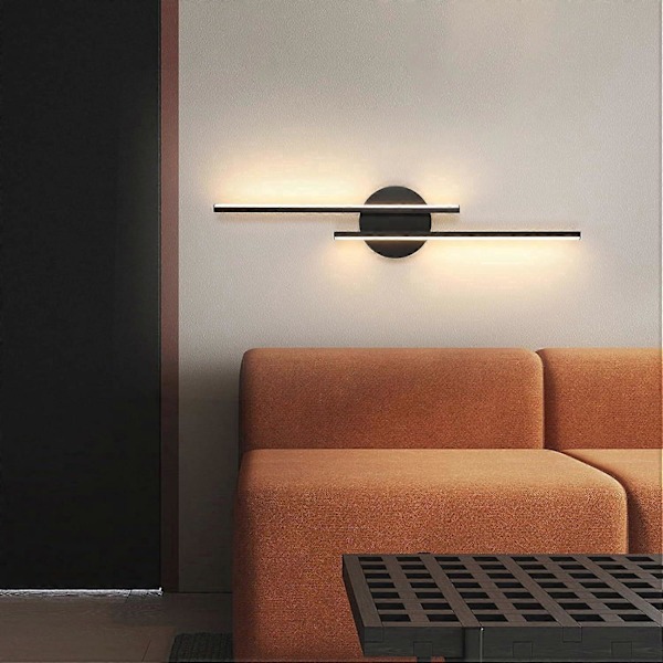 Vägglampa för inomhusbruk, Modern Svart Vägglampa, Varmvitt ljus, Akryl Vägglampor för Sovrum, Vardagsrum, Hotell, Trappa, Hall