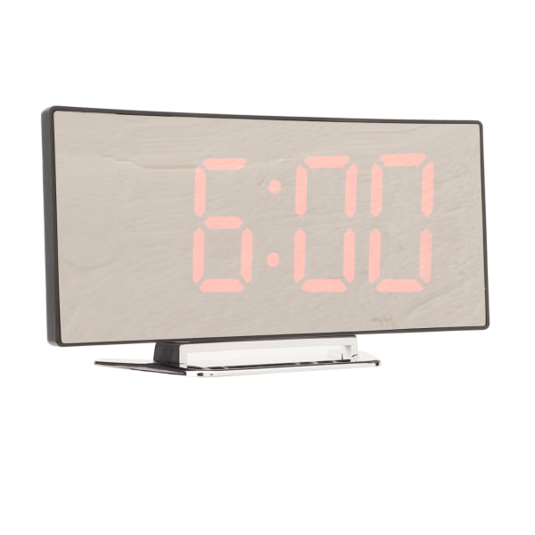 Spegel Digital Väckarklocka Temperatur Display LED Böjd Spegel Digital Elektronisk klocka för Hem Sovrum Inredning Röd LED