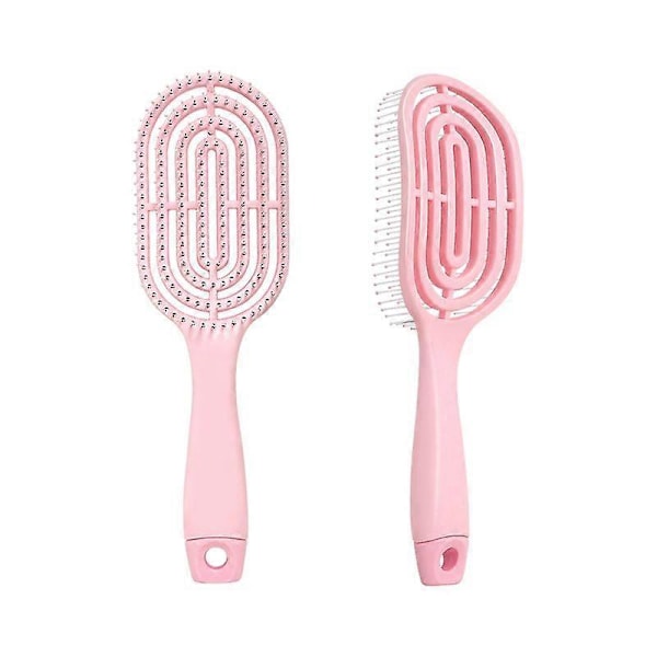 Bärbar Avslappnande Elastisk Massageborste Oval Hårkam för Skalpmassage Salong Stylingverktyg Enfärgad SZ50-Rosa