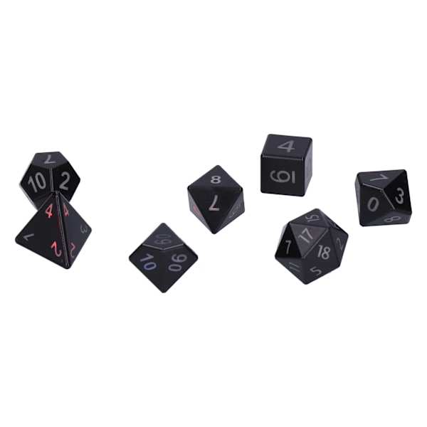 7 stk elektroniske lysende terninger for festspill, polyhedral terningsett for brettspill, svart