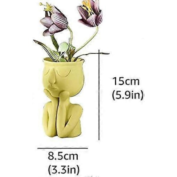 2025 Ny Kreativ Nordisk Blomkruka Vas för Suckulenter Abstrakt Blomkruka Ansikte Inomhus Blommor Gul Vas