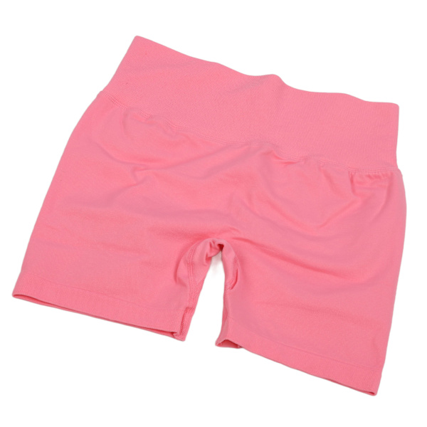 Hög midja Höftlyft Yoga Shorts Dam Mjuk Andas Magkontroll Atletisk Löpning Workout Shorts Rosa L