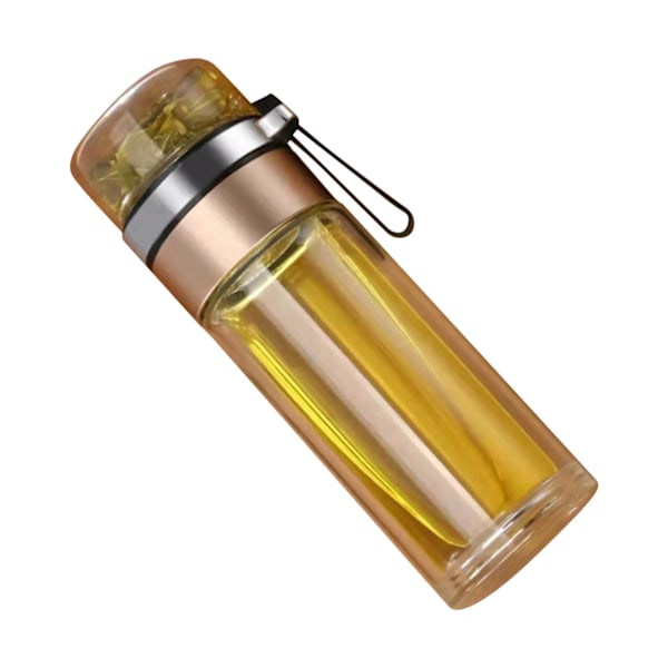 Glas Transparent Te-flaska Bärbar Te Vattenflaska Te och Vatten Separationsflaska Guld