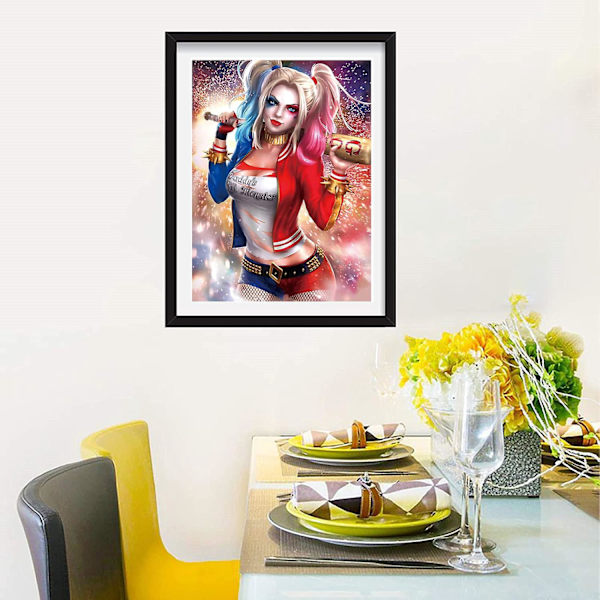 5D Harley Quinn Diamond Painting Kit - Rhinestones, Resin, Preprinted Canvas - DIY Cross Stitch Art för dekoration av vardagsrum och sovrum