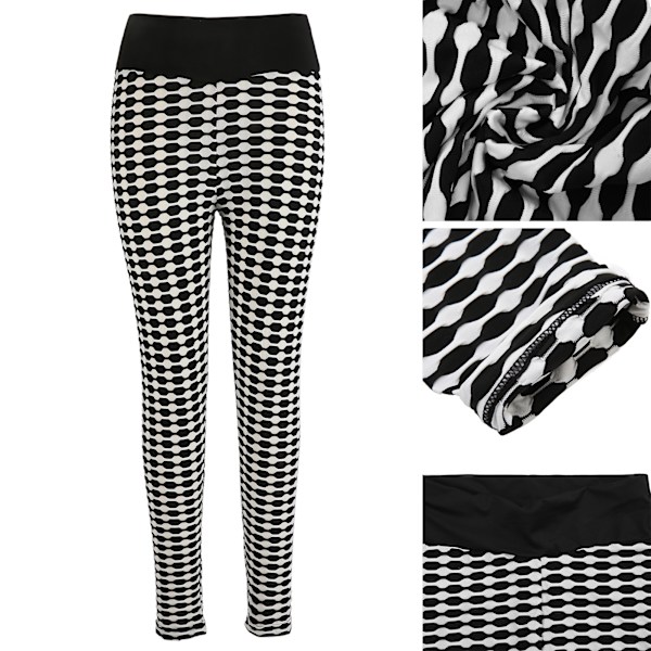 Yoga byxor rumpa lyft elastisk hög midja kvinnor leggings svart och vit för träning XL